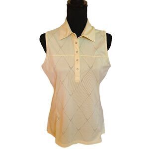 Callaway Women's Pale Yellow Sleeveless Polo Golf Top Medium